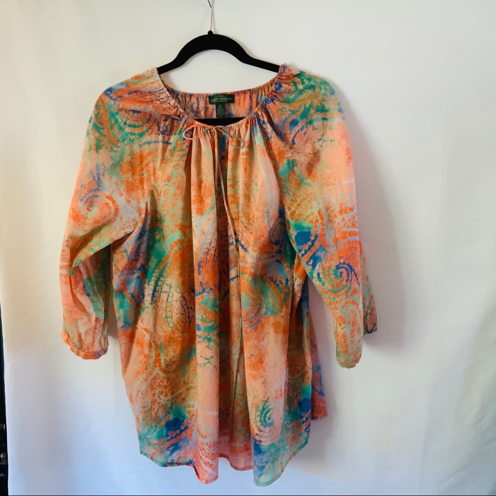 LRL LAUREN JEANS COMPANY Plus Size Peasant Top